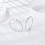 NeeTim Full D Color Moissanite hoop Earrings for Women 925 Sterling Sliver with White Gold Plated Ear Studs Fine Jewelry Gift