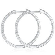 NeeTim Full D Color Moissanite hoop Earrings for Women 925 Sterling Sliver with White Gold Plated Ear Studs Fine Jewelry Gift