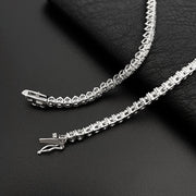 NeeTim Moissanite Tennis Necklace 3 Claw 925 Sterling Silver Plated 18k White Gold Sparkling Lab Diamond Necklaces for Women