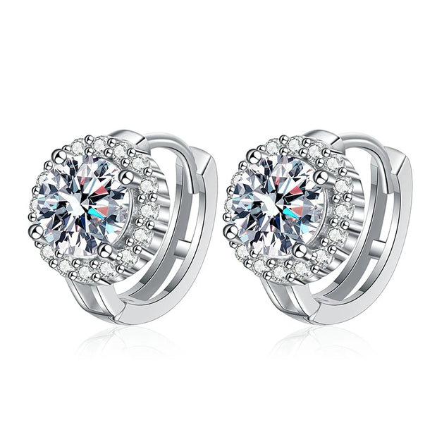 NeeTim 1ct 6.5mm Moissanite Earrings for Women S925 Sterling Silver with 18k Gold Plated Diamond Ear Studs Wedding Party Jewelry