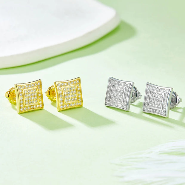 NeeTim Full Moissanite Stud Earrings Lab Diamond 925 Sterling Silver Wedding Earring Fine Jewelry Gift With GRA Certificate Gift