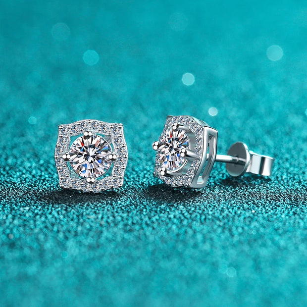 NeeTim 1ct 6.5mm Moissanite Earrings for Women S925 Sterling Silver Gemstone Earring Certified Ear Studs Wedding Party Jewelry