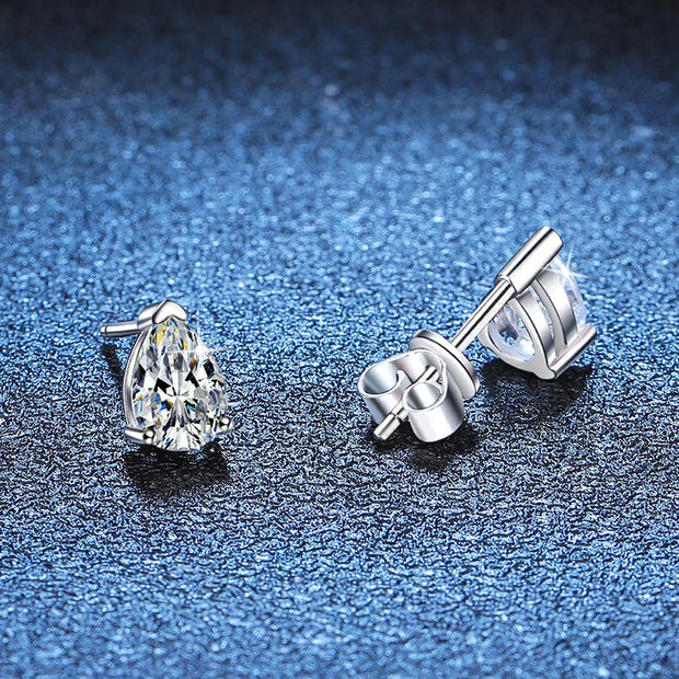 1ct D Color Pear Cut Stud Earrings