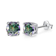 NeeTim Moissanite Earrings for Women S925 Sterling Sliver Green Pink Red Black Blue Sparkling Diamond Ear Studs Fine Jewelry