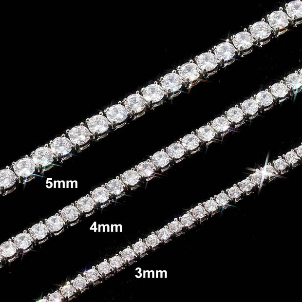 NeeTim 3mm 4mm 5mm Moissanite Tennis Necklace 925 Sterling Sliver with Gold Plated Necklaces for Women Men Neck Chain Jewelry