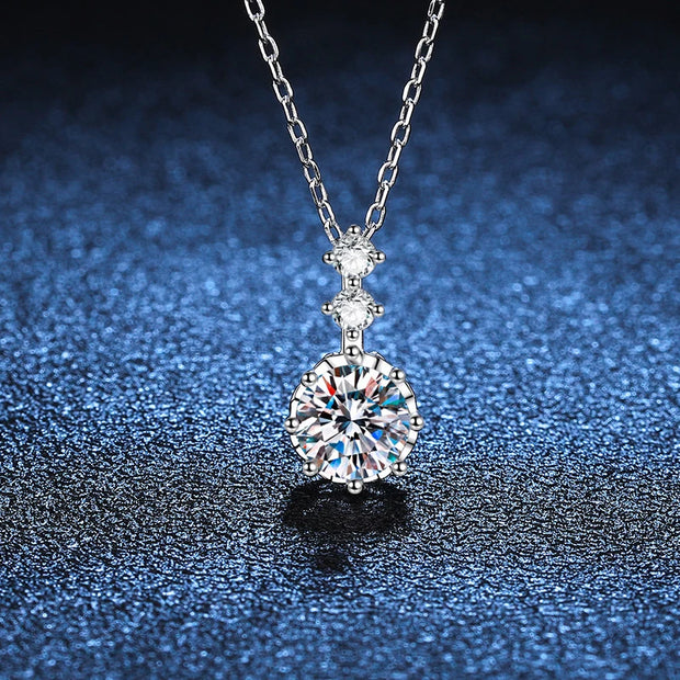NeeTim 1ct 6.5mm D Color Moissanite Diamond Pendant Necklace 925 Sterling Sliver Neck Chain Necklaces with GRA Gift for Women