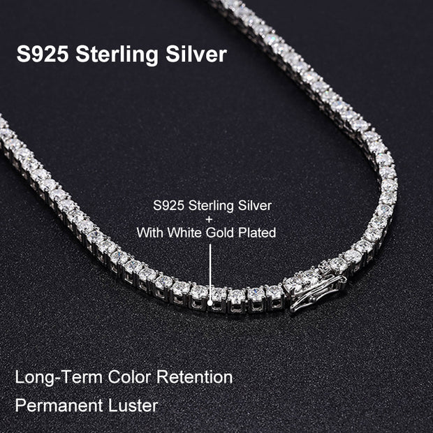 NeeTim Moissanite Tennis Necklace for Woman with Certificate 925 Sterling Sliver Plated 18k White Gold Tassel Necklaces Jewelry