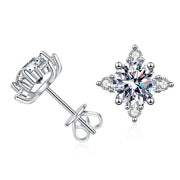 Star 1ct 6.5mm D Color  Earrings Sliver with White Gold Plated