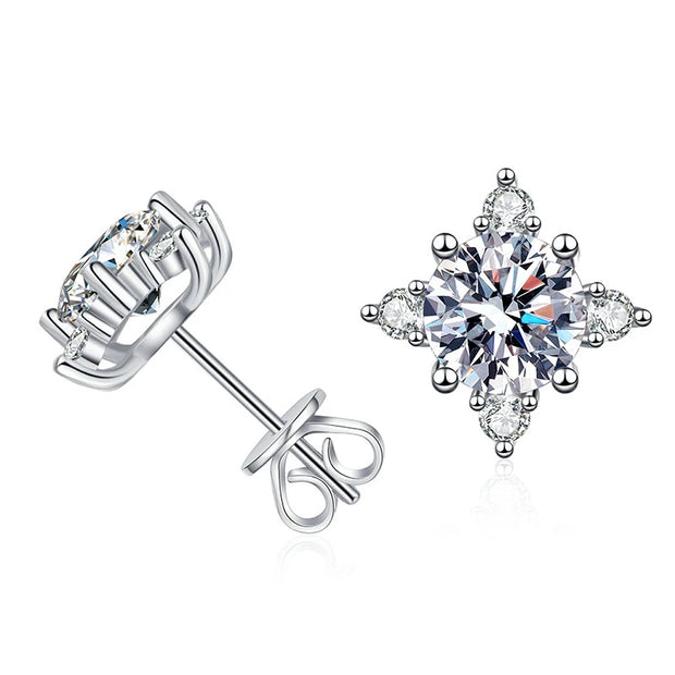 Star 1ct 6.5mm D Color  Earrings Sliver with White Gold Plated