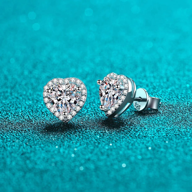 2 Carat Heart shaped Earrings