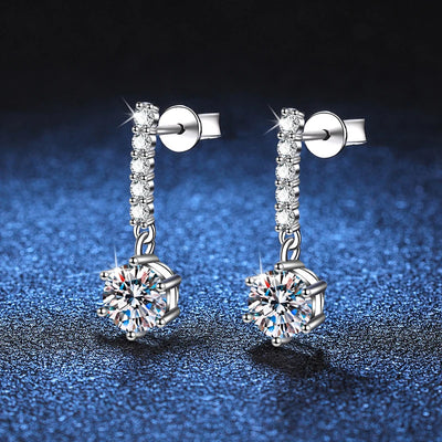 1CT Moissanite StarFall Hoop Earrings
