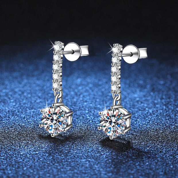 1CT Moissanite StarFall Hoop Earrings