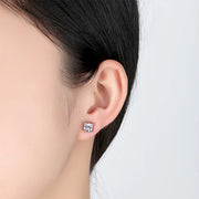 NeeTim 1ct Princess Cut Moissanite Earrings for Women S925 Sterling Sliver with Gold Plated Ear Studs Wedding Party Fine Jewelry