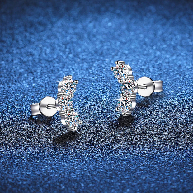 NeeTim Full 3.5mm Moissanite Earrings for Women S925 Sterling Sliver Sparkling with White Gold Plated Ear Studs Jewely with GRA
