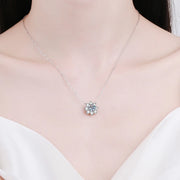 NeeTim 1CT Moissanite Diamond Necklace For Woman Pendant 925 Silver Plated with White Gold Chains Party Bridal Fine Jewelry Gift