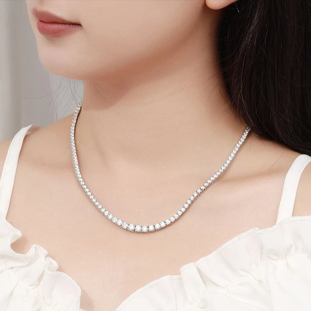 NeeTim Moissanite Tennis Necklace for Women Wedding Jewelry 925 Sterling Sliver Plated 18k White Gold Necklaces with Certificate
