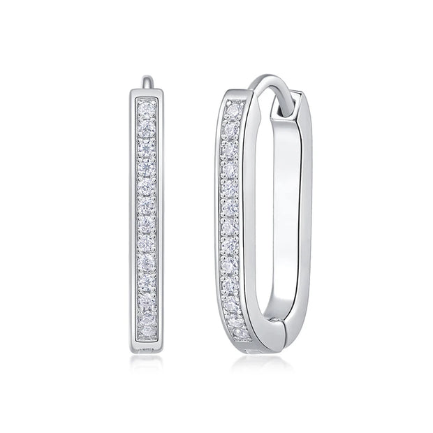 NeeTim Full Moissanite Earrings Lab Diamond 925 Sterling Silver Hoop Earring Gold Plated Fine Jewelry Gift With GRA Certificate
