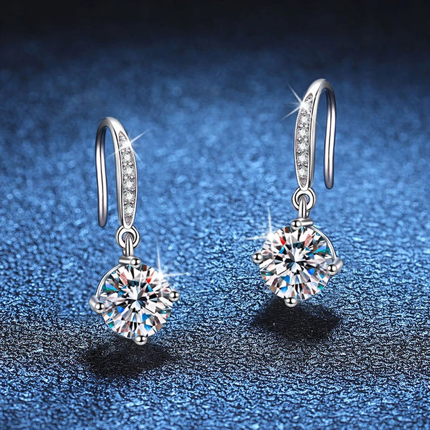 1ct Moissanite Drop Earrings
