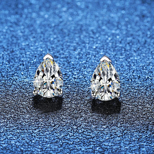 1ct D Color Pear Cut Stud Earrings