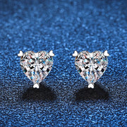 NeeTim D Color Heart Shape Moissanite Stud Earrings for Women Classic Wedding Gift S925 Sterling Silver Ear Studs GRA Certified