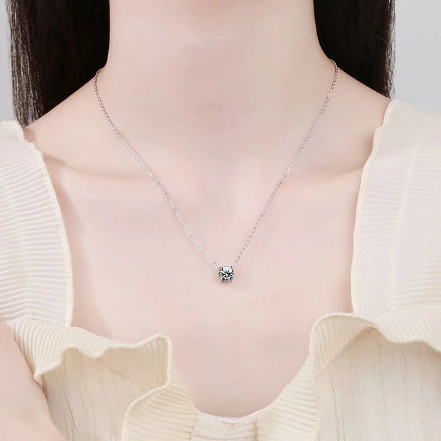 NeeTim 1-5 Carat Moissanite Pendant Necklace For Women 925 Sterling Silver Sparkling Diamond Wedding Party Fine Jewelry Gifts