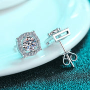 NeeTim 1ct 6.5mm Moissanite Earrings for Women S925 Sterling Silver Gemstone Earring Certified Ear Studs Wedding Party Jewelry
