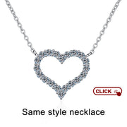 NeeTim All Moissanite Earrings for Women Heart Shape S925 Sterling Sliver with Gold Plated Earring Wedding Party Fine Jewelry