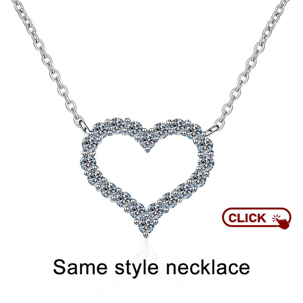 NeeTim All Moissanite Earrings for Women Heart Shape S925 Sterling Sliver with Gold Plated Earring Wedding Party Fine Jewelry