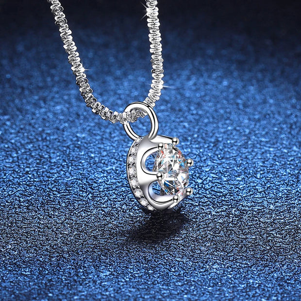 NeeTim 2ct Moissanite Necklace Pendant S925 Sterling Silver  Party Wedding Lab Dimond Gem Necklaces For Women with Certificate