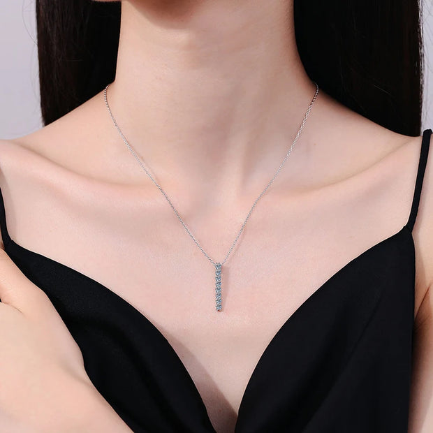 NeeTim Full Moissanite 925 Sterling Silver Necklace For Women Lab Diamonds Pendant Neck Chain Fine Jewelry With GRA Certificate