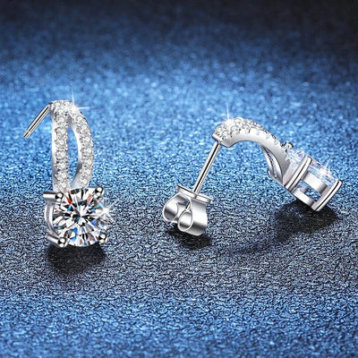 1ct D Color Moissanite Drop Earrings