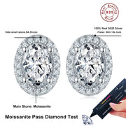 NeeTim 1ct Oval Cut D Color Moissanite Ear Stud Earrings For Women 925 Sterling Silver Sparkling Wedding Earring Fine Jewelry