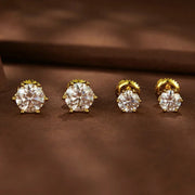 NeeTim Moissanite Diamond Stud Earrings for Women Original 925 Sterling Silver with Gold Plated Screw Back Earring Fine Jewelry