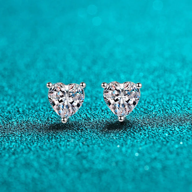 NeeTim 2ct D Color Moissanite Lab Diamond Heart Stud Earring For Women 925 Sterling Silver Wedding Engagement Ear Studs Jewelry