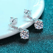 NeeTim 0.5ct 1ct Brilliant Cut Moissanite Drop Earrings for Women Classic Wedding S925 Sterling Silver Earring Luxury Jewelry