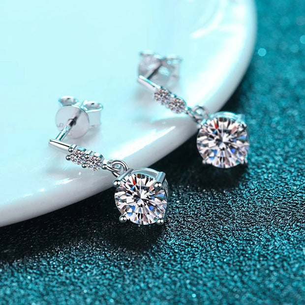 NeeTim 0.5ct 1ct Brilliant Cut Moissanite Drop Earrings for Women Classic Wedding S925 Sterling Silver Earring Luxury Jewelry