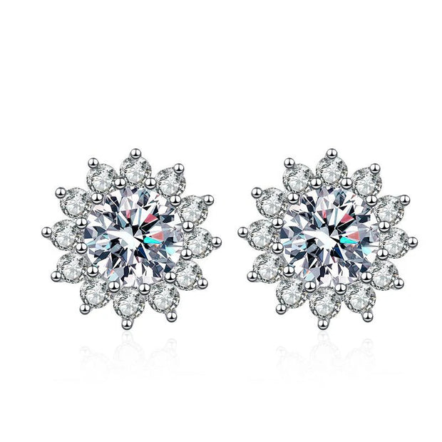 NeeTim 1CT Moissanite Earring For Women Girl 925 Sterling Silver Sparkling Diamond Ear Studs Wedding Engagement Jewelry Gift