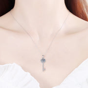 NeeTim 1ct Moissanite Necklace Key Pendant 925 Sterling Silver with Gold Plated Party Neck Chain Gift For Women with Certificate