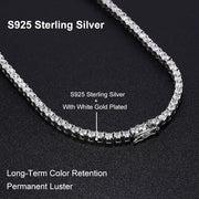 NeeTim Moissanite Tennis Necklace for Woman with Certificate 925 Sterling Sliver Plated 18k White Gold Tassel Necklaces Jewelry