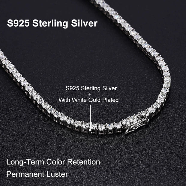 NeeTim Moissanite Tennis Necklace for Woman with Certificate 925 Sterling Sliver Plated 18k White Gold Tassel Necklaces Jewelry