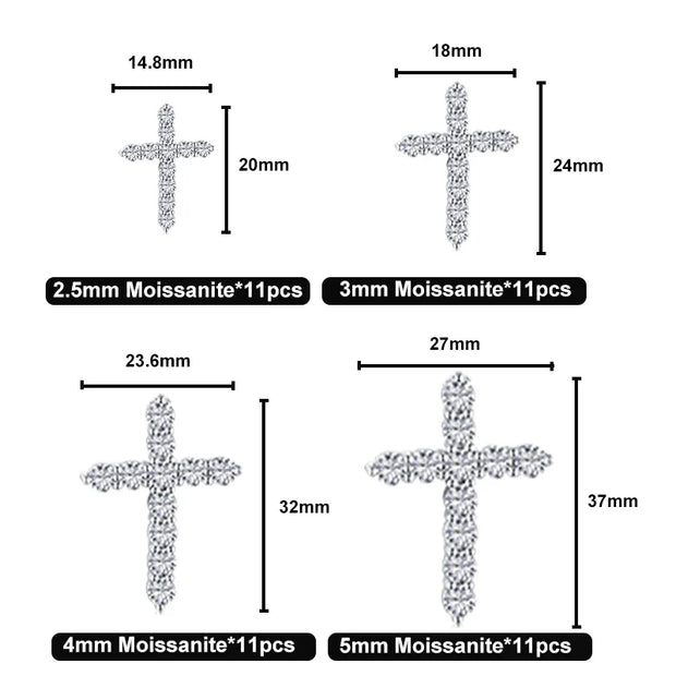 NeeTim 5mm D Color Moissanite Jesus Cross Pendant  for Women Men S925 Silver 18k White Gold Plated Necklace Wedding Jewelry Gift