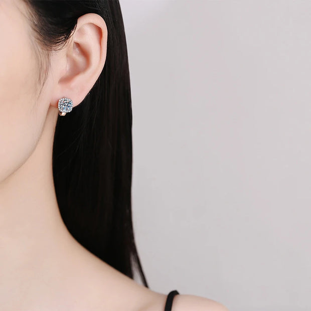 NeeTim 1ct Moissanite Earrings for Women S925 Sterling Sliver with 18k Gold Plated Hoop Earring Wedding Jewelry with Certificate