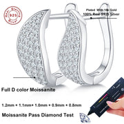 NeeTim Full Moissanite 925 Silver Hoops Earrings for Women Gold Plated Huggie Earring Wedding Engagement Luxury Designer Jewelry