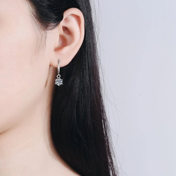 1ct 6.5mm Moissanite Droop Earrings
