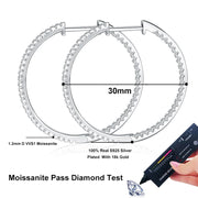 NeeTim Full D Color Moissanite hoop Earrings for Women 925 Sterling Sliver with White Gold Plated Ear Studs Fine Jewelry Gift