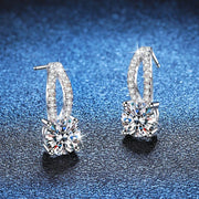 1ct D Color Moissanite Drop Earrings