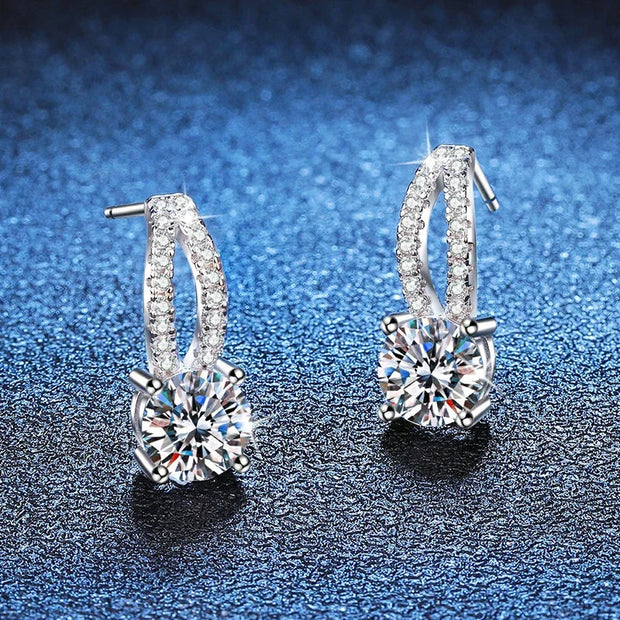 1ct D Color Moissanite Drop Earrings