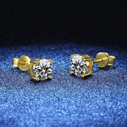 NeeTim 0.2-2 Carat Moissanite Earrings For Women 925 Sterling Silver Ear Studs with Yellow Gold Plated Diamond Wedding Jewelry