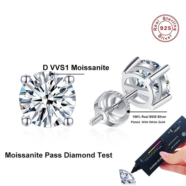 2 Carat Moissanite Earrings With 14K White Gold Plated