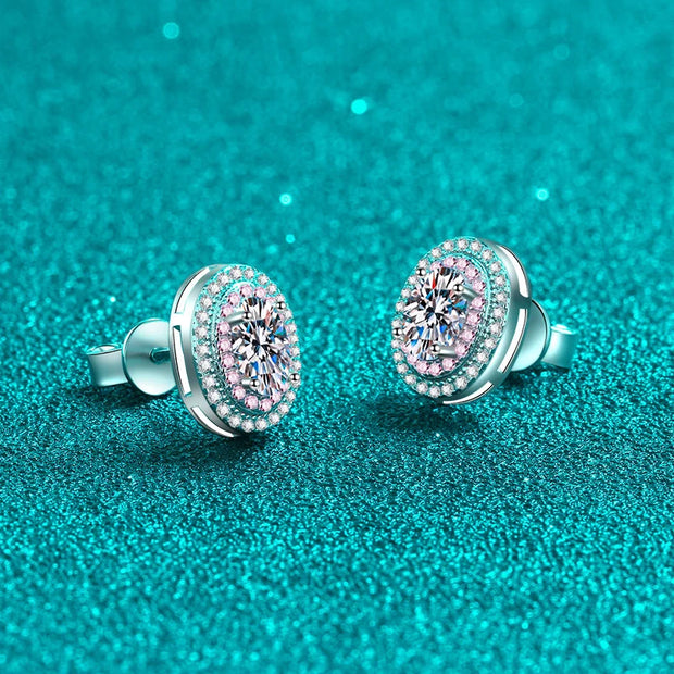 NeeTim 0.5ct D Color Oval Cut Moissanite Stud Earrings Lab Created Diamond 925 Sterling Silver Gold Plated Wedding Jewelry Gift